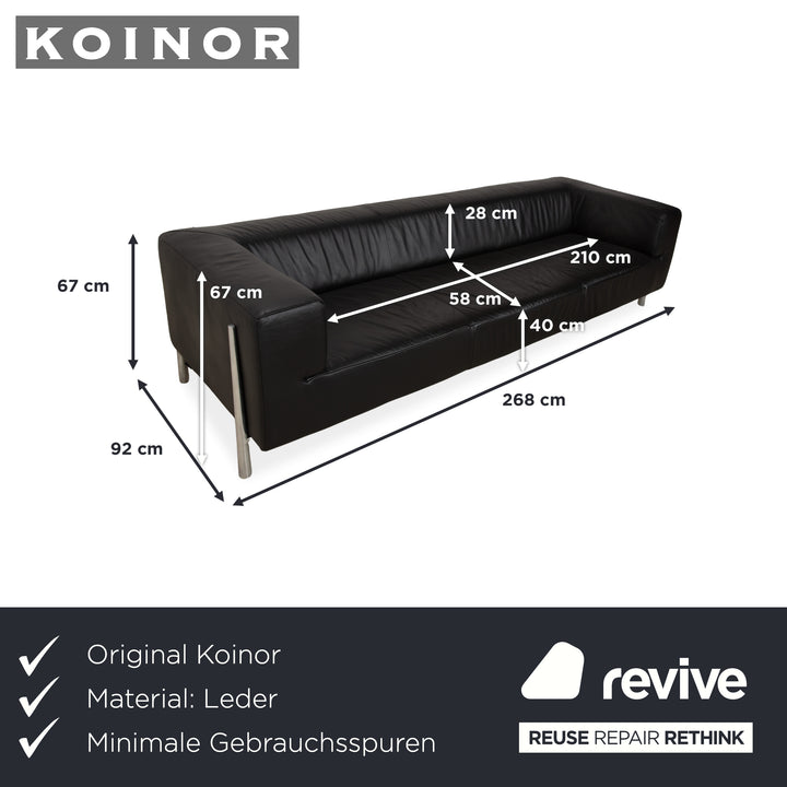 Canapé quatre places en cuir noir Koinor Genesis