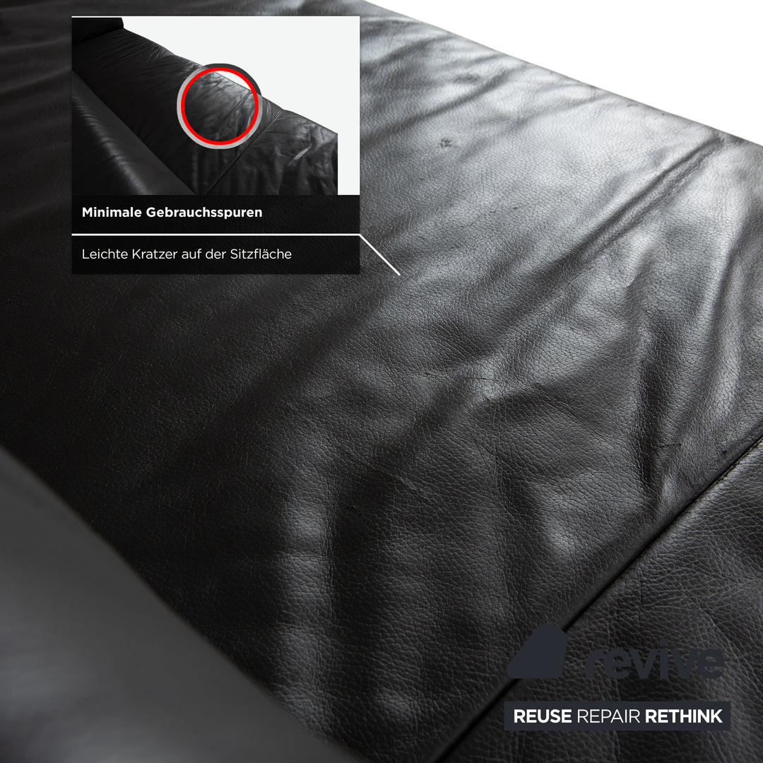 Koinor Genesis Leather Sofa Black Four-Seater Couch