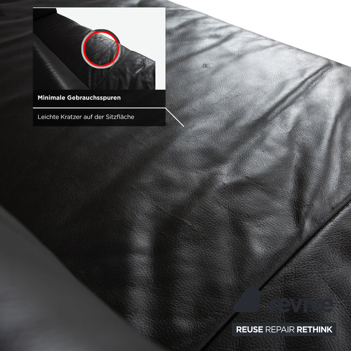 Koinor Genesis Leather Sofa Black Four-Seater Couch