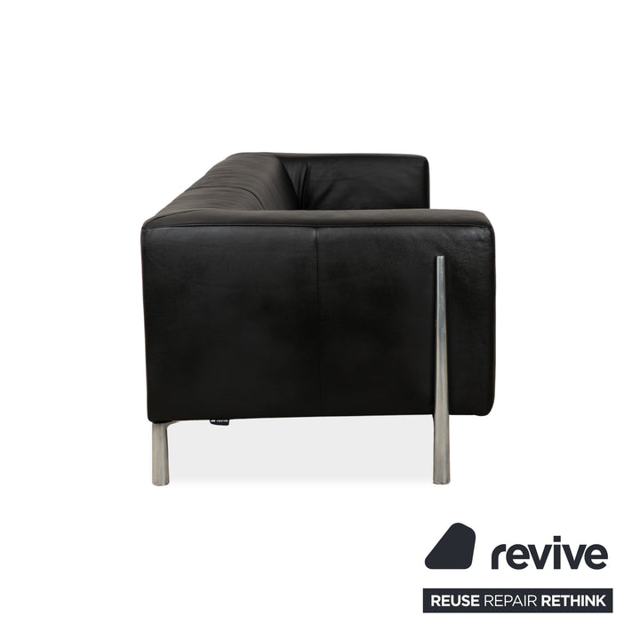 Koinor Genesis Leather Sofa Black Four-Seater Couch