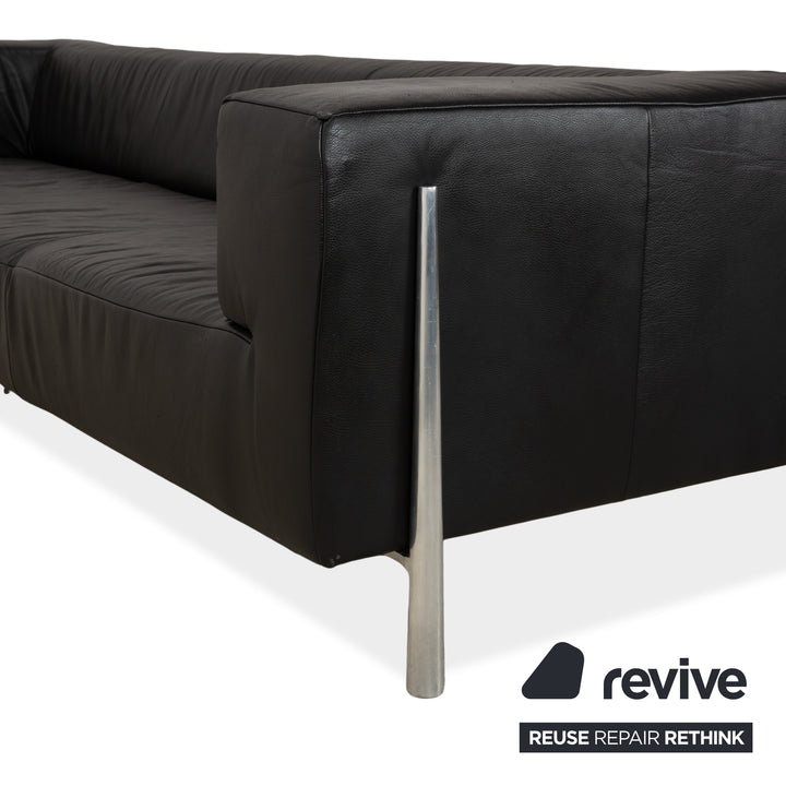 Koinor Genesis Leather Sofa Black Four-Seater Couch