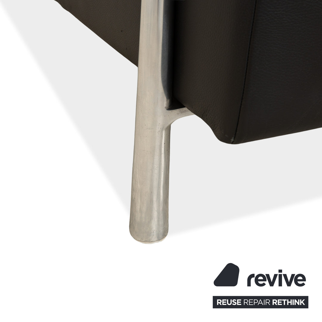 Canapé quatre places en cuir noir Koinor Genesis