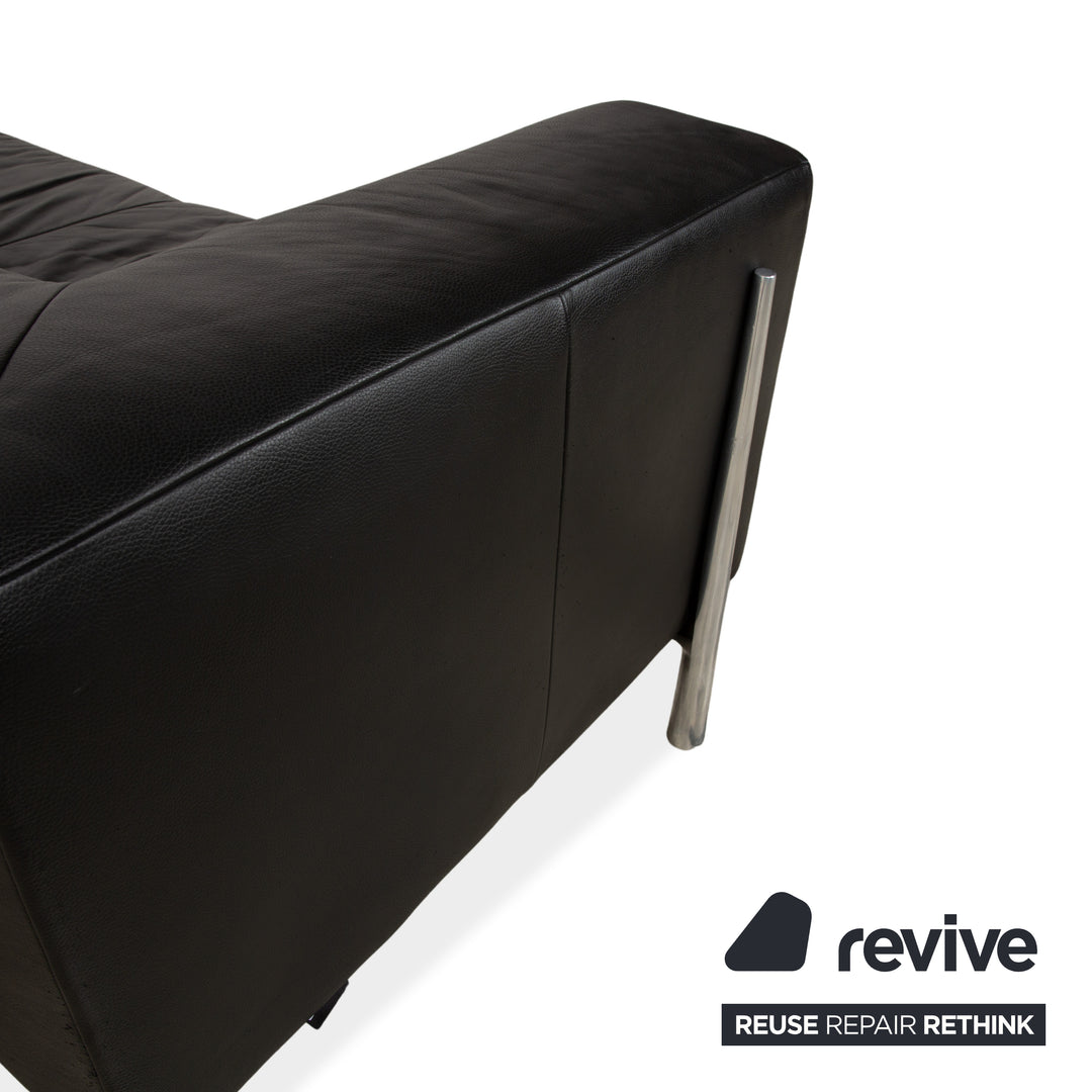 Koinor Genesis Leather Sofa Black Four-Seater Couch
