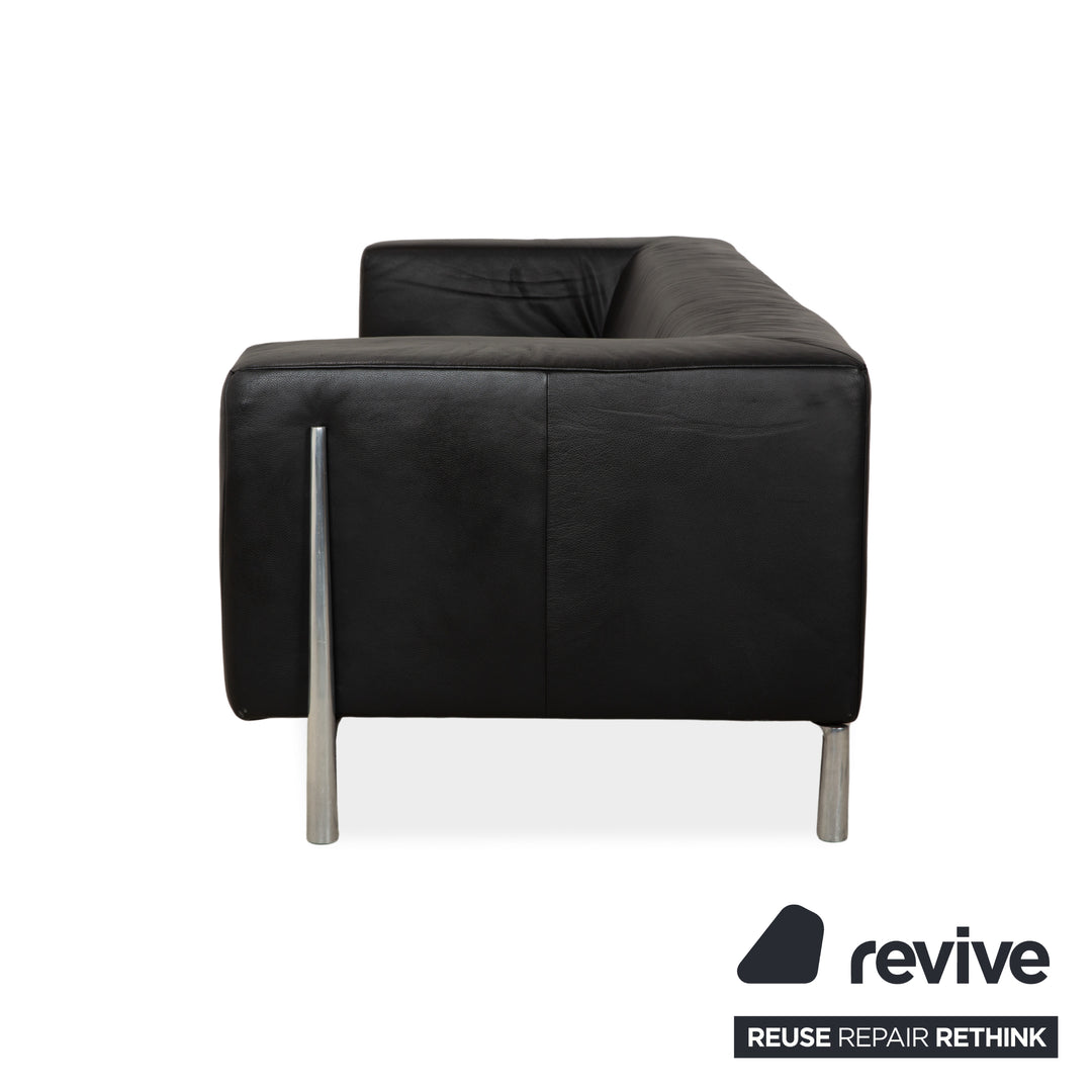 Canapé quatre places en cuir noir Koinor Genesis