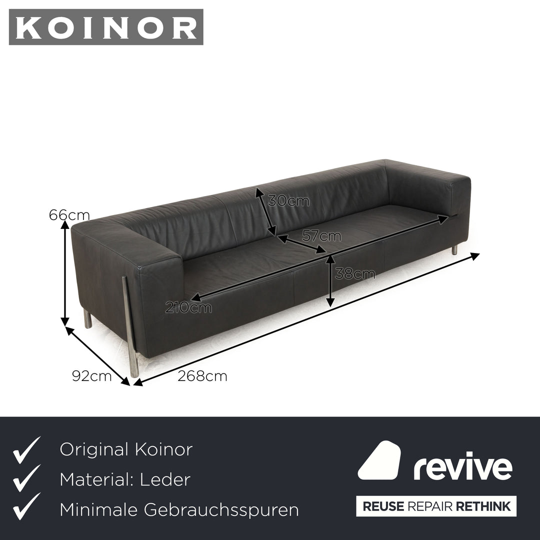 Koinor Genesis Leather Four Seater Gray Sofa Couch