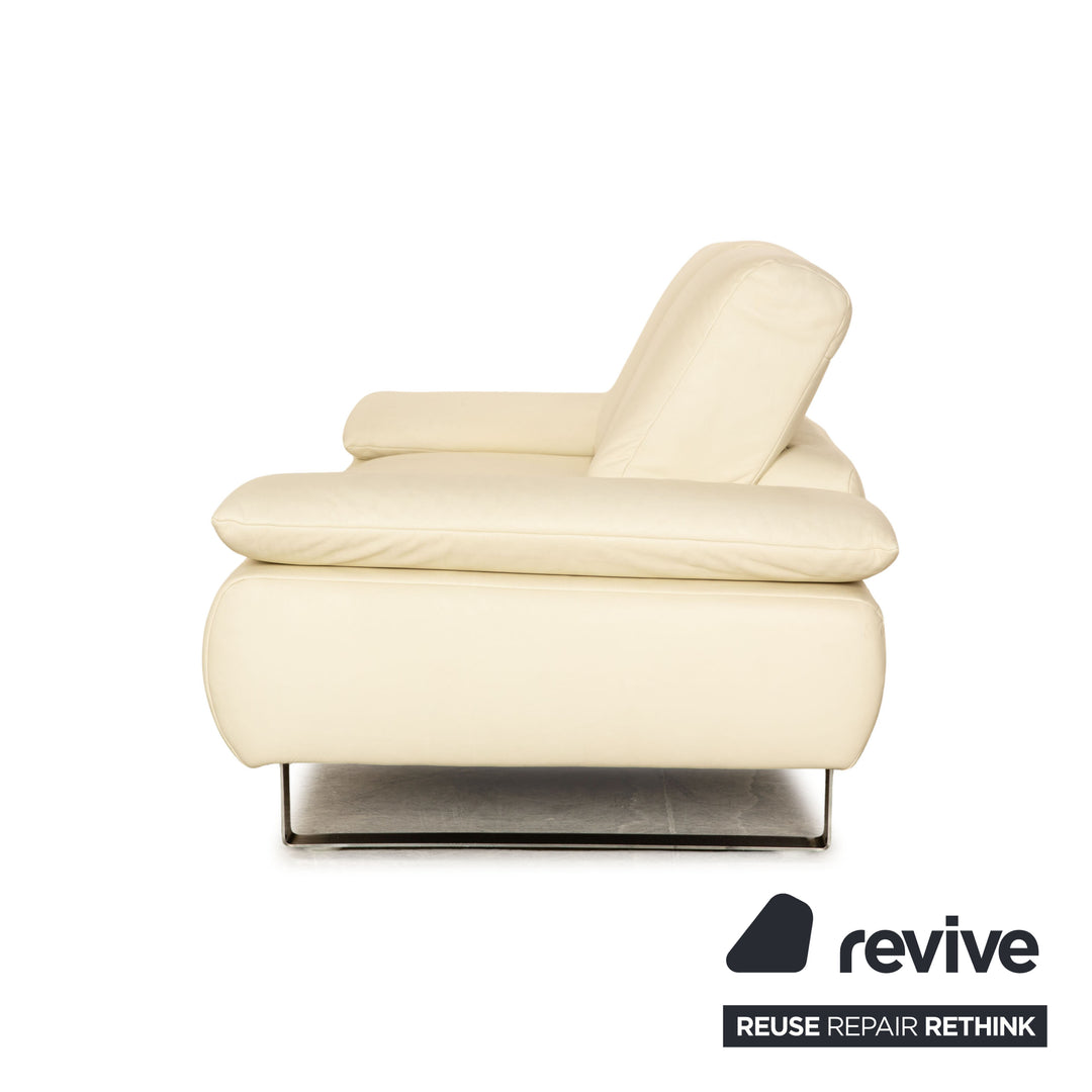 Koinor Goya leather two-seater cream sofa couch manual function