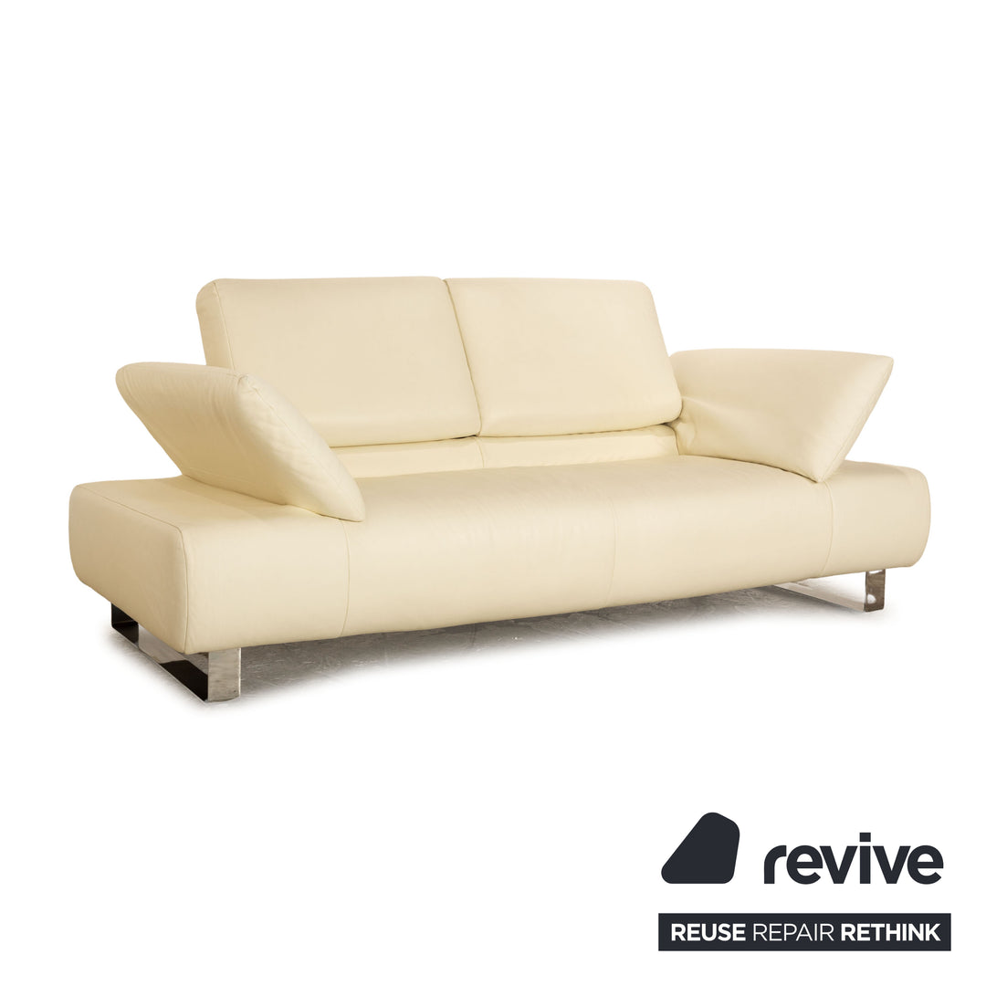 Koinor Goya leather two-seater cream sofa couch manual function