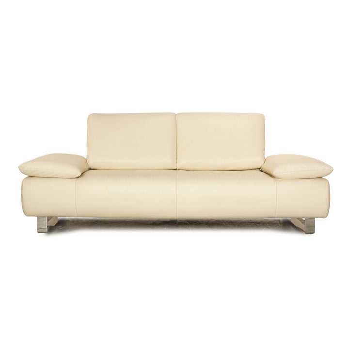 Koinor Goya leather two-seater cream sofa couch manual function