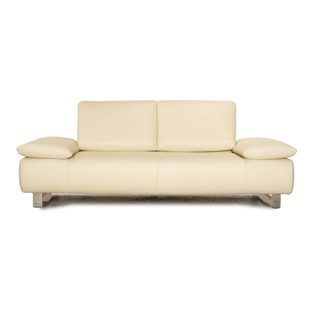 Koinor Goya leather two-seater cream sofa couch manual function