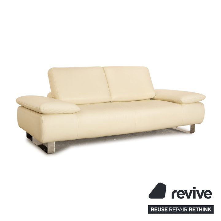 Koinor Goya leather two-seater cream sofa couch manual function