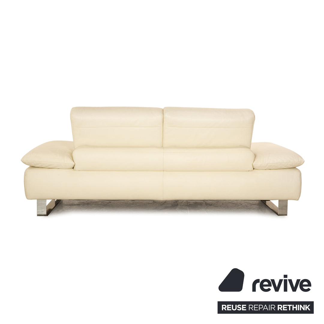 Koinor Goya leather two-seater cream sofa couch manual function