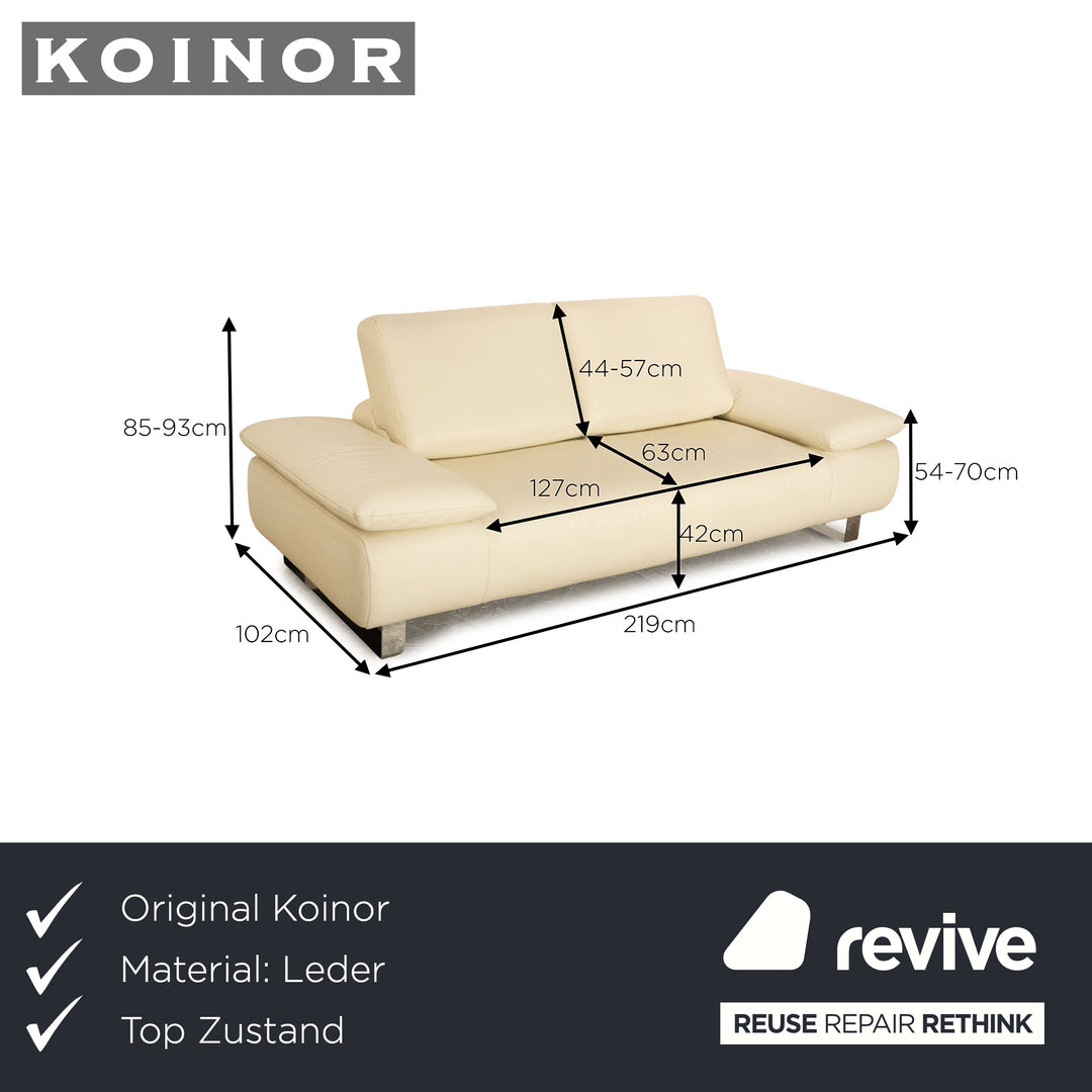 Koinor Goya leather two-seater cream sofa couch manual function