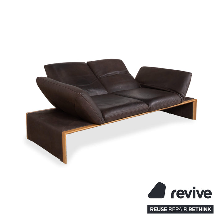 Koinor Harriet Garnitur Leder Holz 2x Zweisitzer Braun Mokka manuelle Funktion Sofa Couch