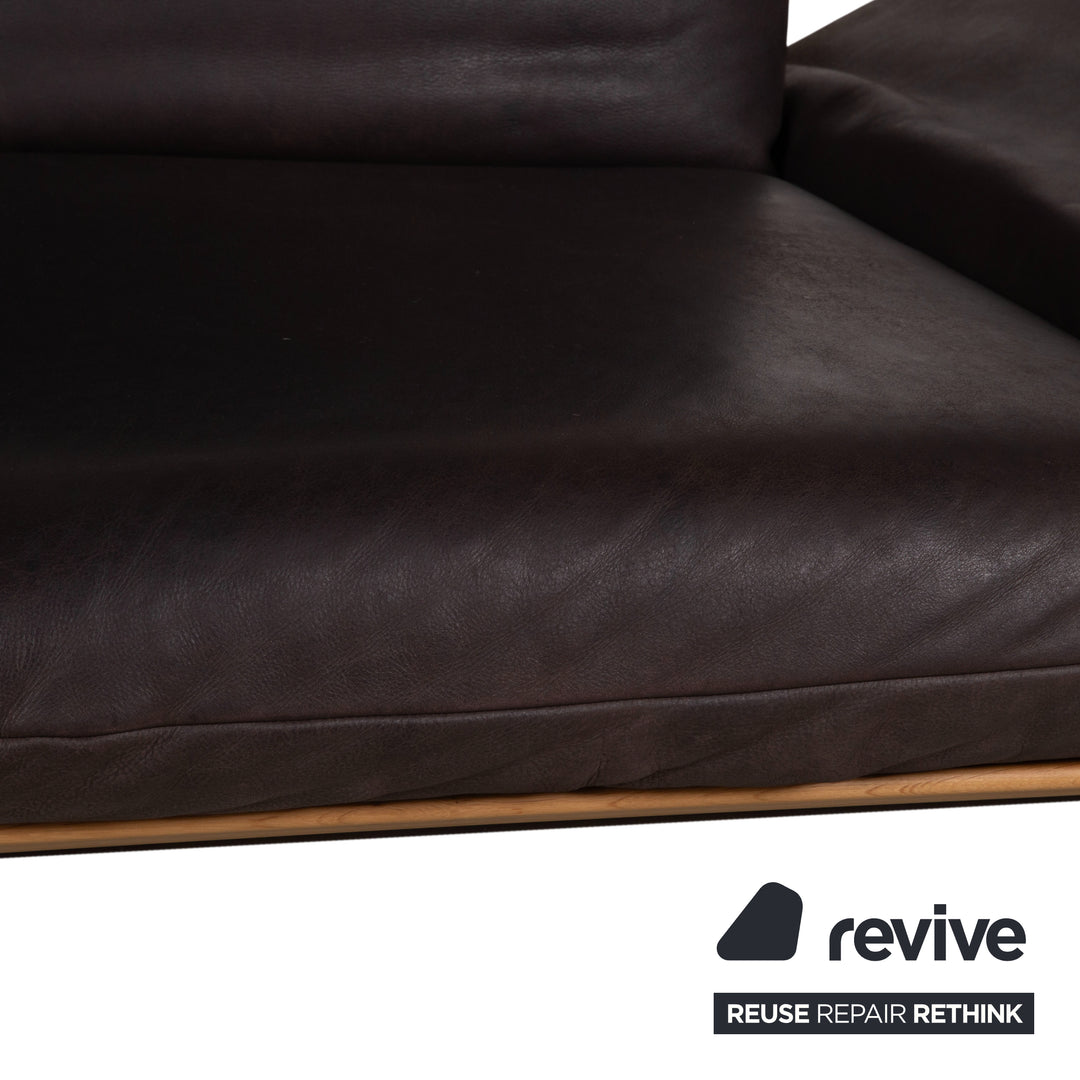 Koinor Harriet Garnitur Leder Holz 2x Zweisitzer Braun Mokka manuelle Funktion Sofa Couch