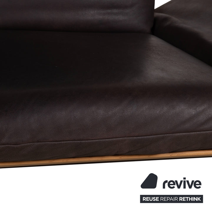 Koinor Harriet Garnitur Leder Holz 2x Zweisitzer Braun Mokka manuelle Funktion Sofa Couch