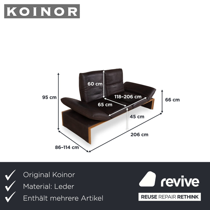 Koinor Harriet Garnitur Leder Holz 2x Zweisitzer Braun Mokka manuelle Funktion Sofa Couch