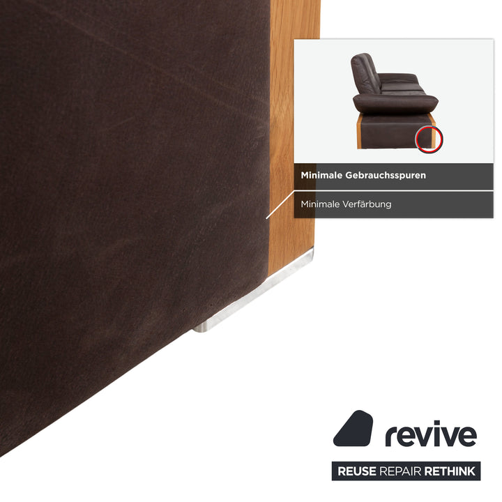 Koinor Harriet Garnitur Leder Holz 2x Zweisitzer Braun Mokka manuelle Funktion Sofa Couch