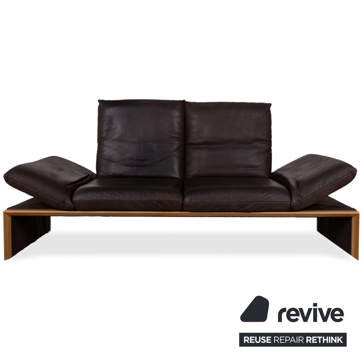 Koinor Harriet Garnitur Leder Holz 2x Zweisitzer Braun Mokka manuelle Funktion Sofa Couch