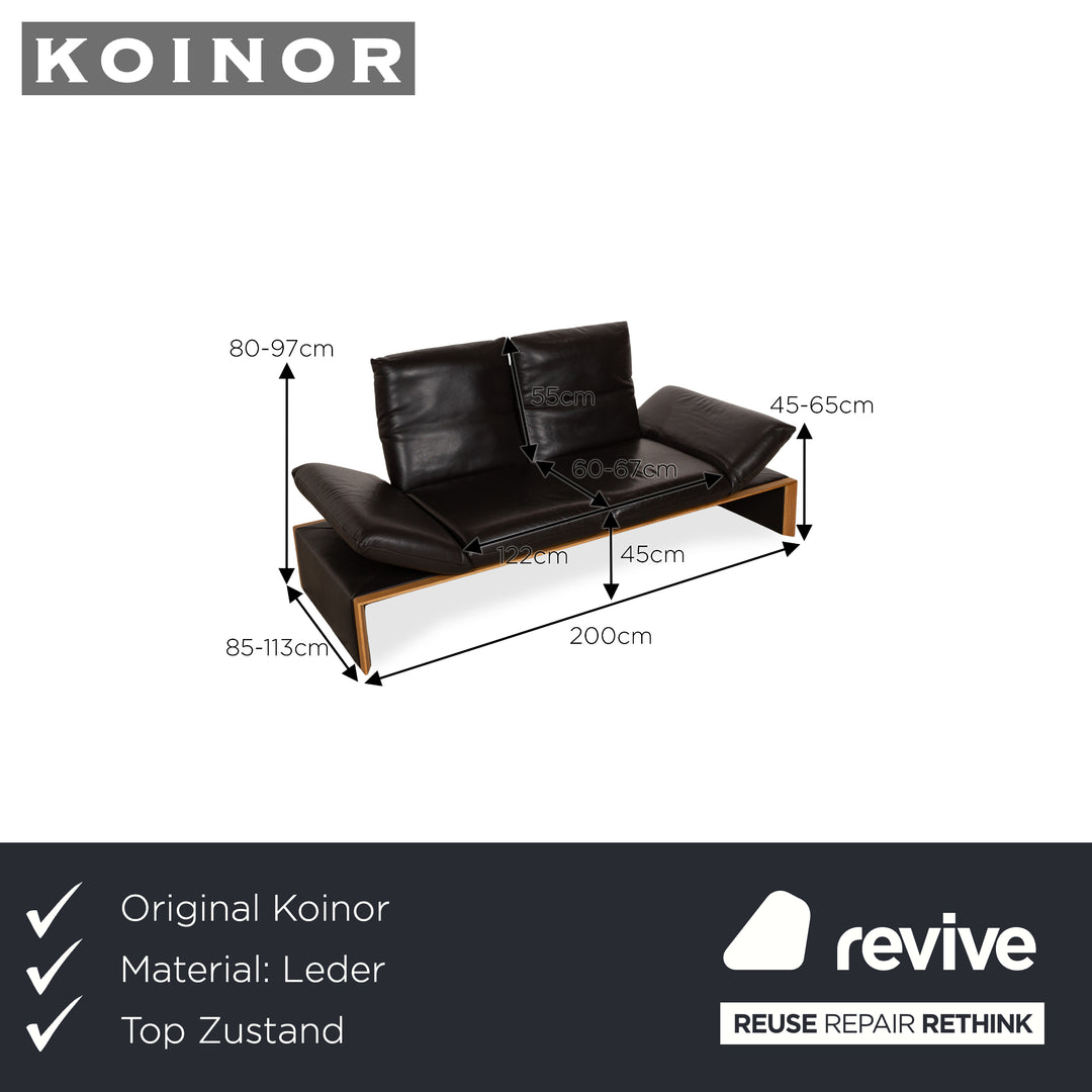 Koinor Harriet Leather Three-Seater Dark Brown Manual Function Sofa Couch