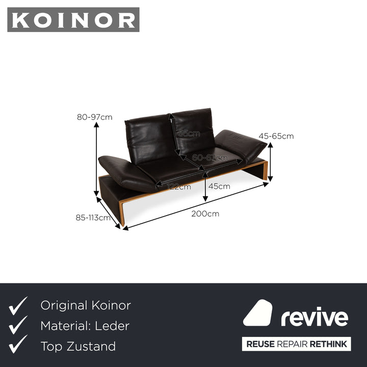 Koinor Harriet Leder Dreisitzer Dunkelbraun manuelle Funktion Sofa Couch