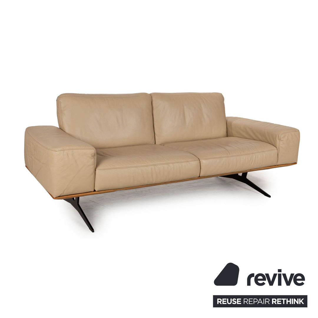 Koinor Hiero Leder Dreisitzer Beige manuelle Funktion Sofa Couch