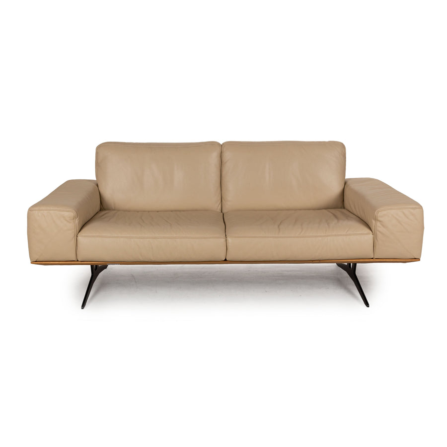 Koinor Hiero Leather Three Seater Beige Manual Function Sofa Couch