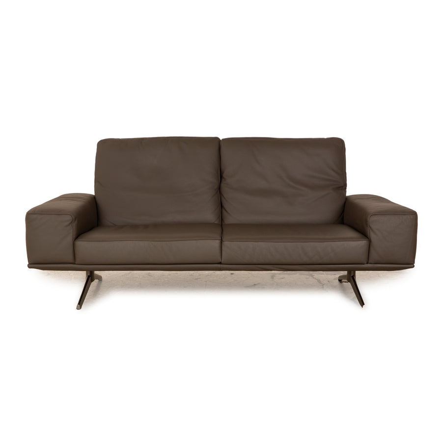 Koinor Hiero Leather Three Seater Grey Brown Sofa Couch