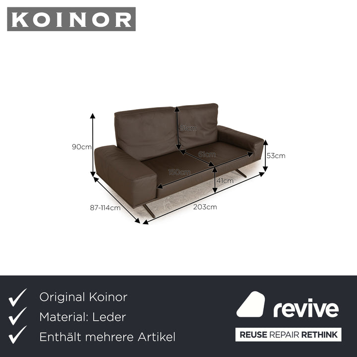 Koinor Hiero Leder Sofa Garnitur Grau Braun Dreisitzer Hocker Couch