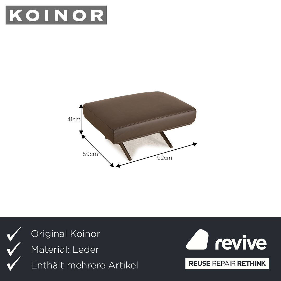 Koinor Hiero Leder Sofa Garnitur Grau Braun Dreisitzer Hocker Couch