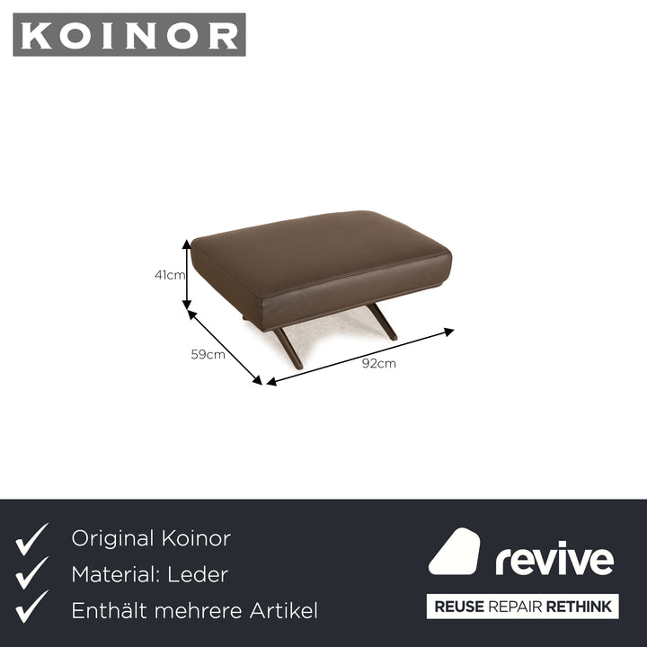 Koinor Hiero Leather Sofa Set Grey Brown Three Seater Stool Couch