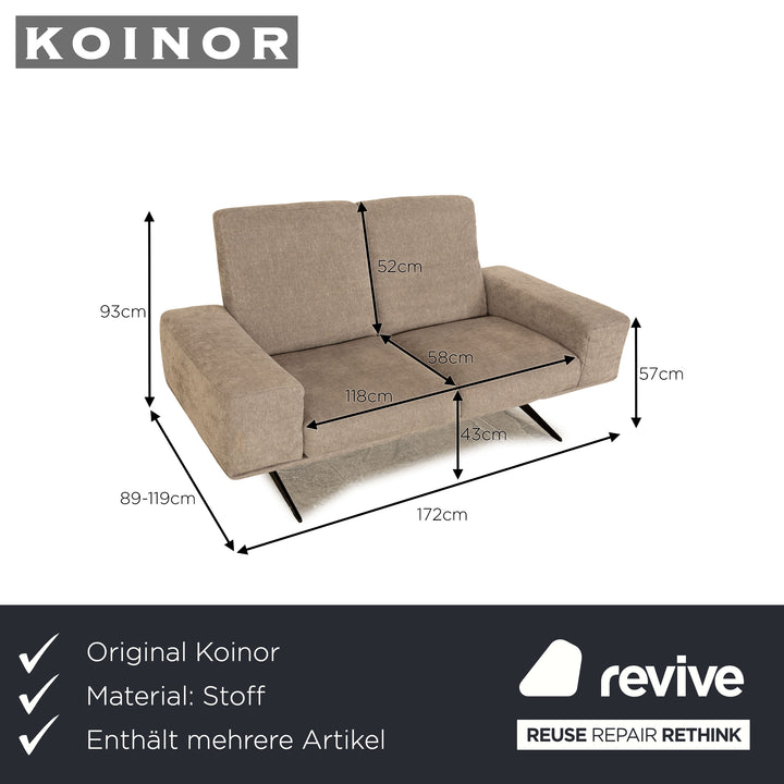 Koinor Hiero Stoff Sofa Garnitur Grau Dreisitzer Zweisitzer Couch manuelle Funktion