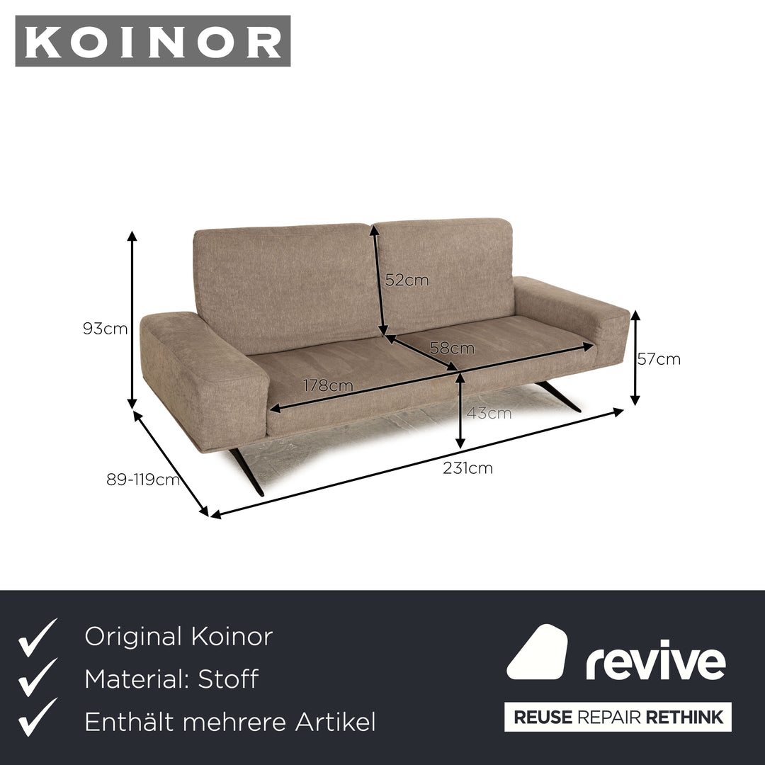 Koinor Hiero Stoff Sofa Garnitur Grau Dreisitzer Zweisitzer Couch manuelle Funktion
