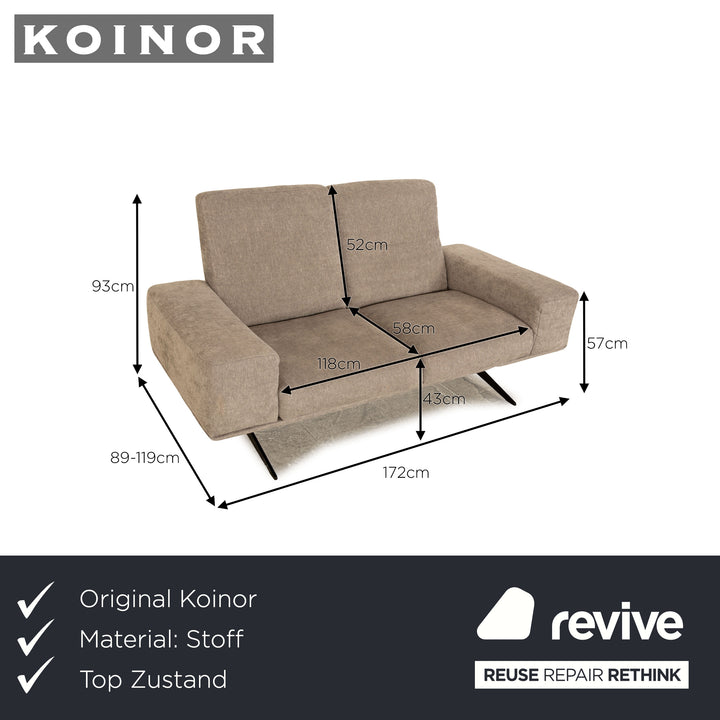 Koinor Hiero Fabric Two Seater Gray Sofa Couch Manual Function