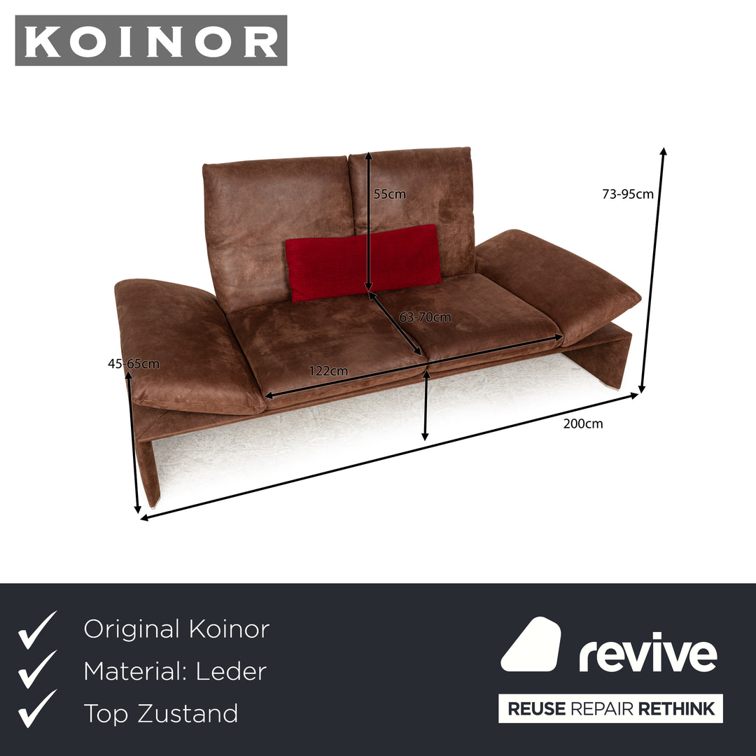 Koinor Houston Leder Stoff Zweisitzer Braun Rot manuelle Funktion Sofa Couch