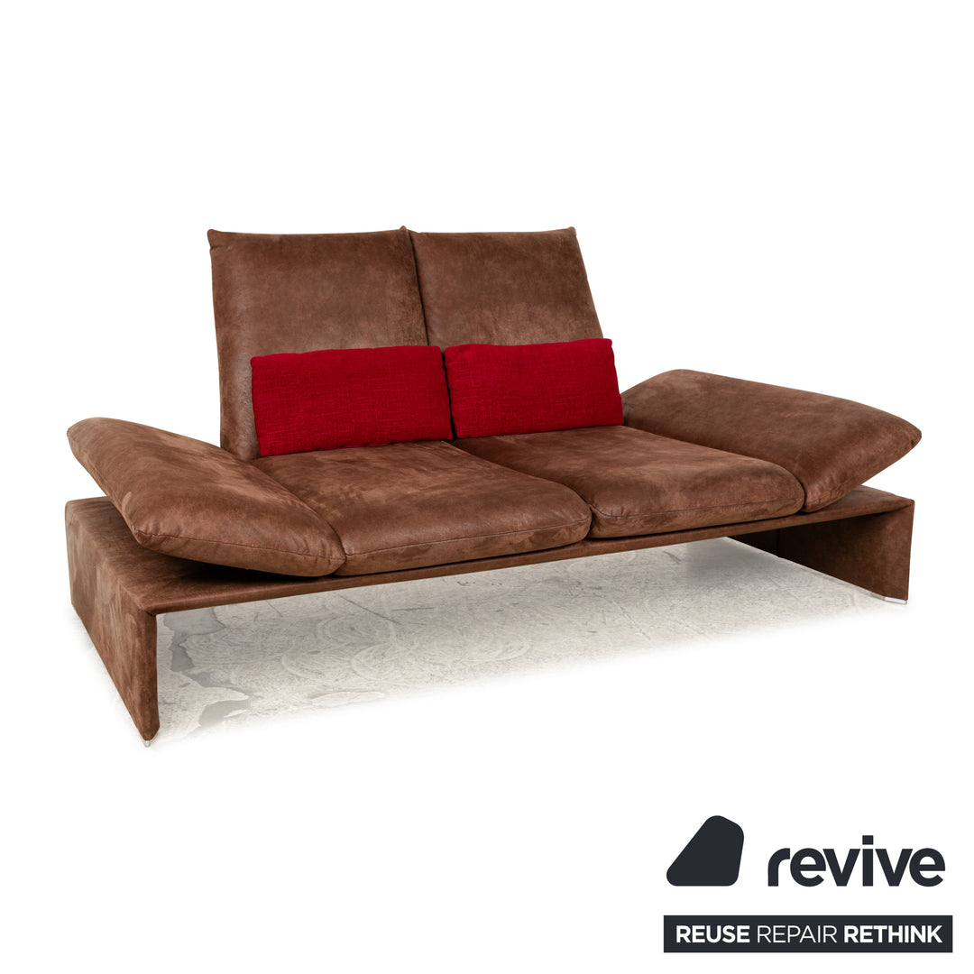 Koinor Houston Leder Stoff Zweisitzer Braun Rot manuelle Funktion Sofa Couch