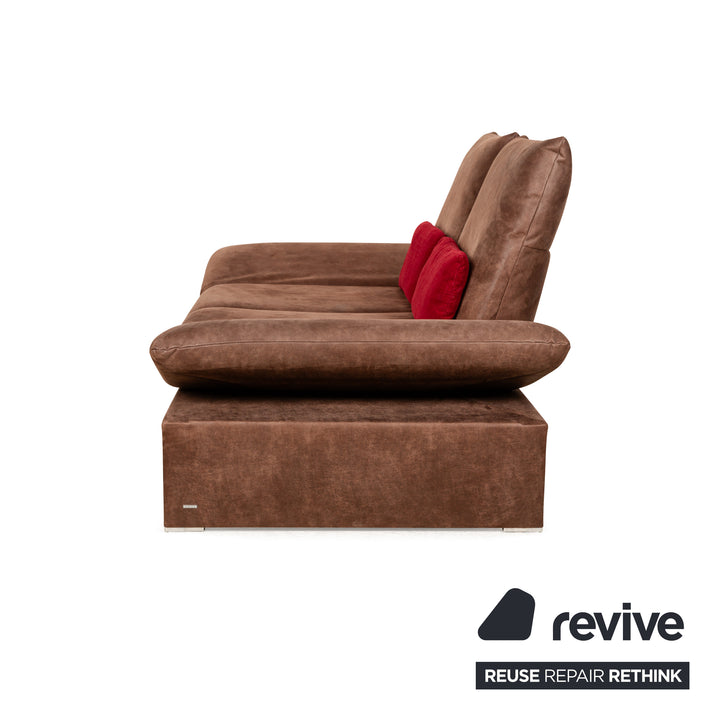 Koinor Houston Leder Stoff Zweisitzer Braun Rot manuelle Funktion Sofa Couch