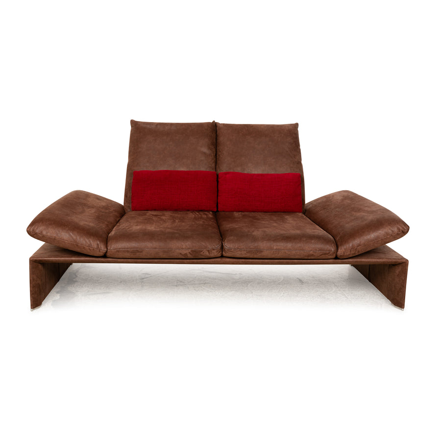 Koinor Houston Leder Stoff Zweisitzer Braun Rot manuelle Funktion Sofa Couch