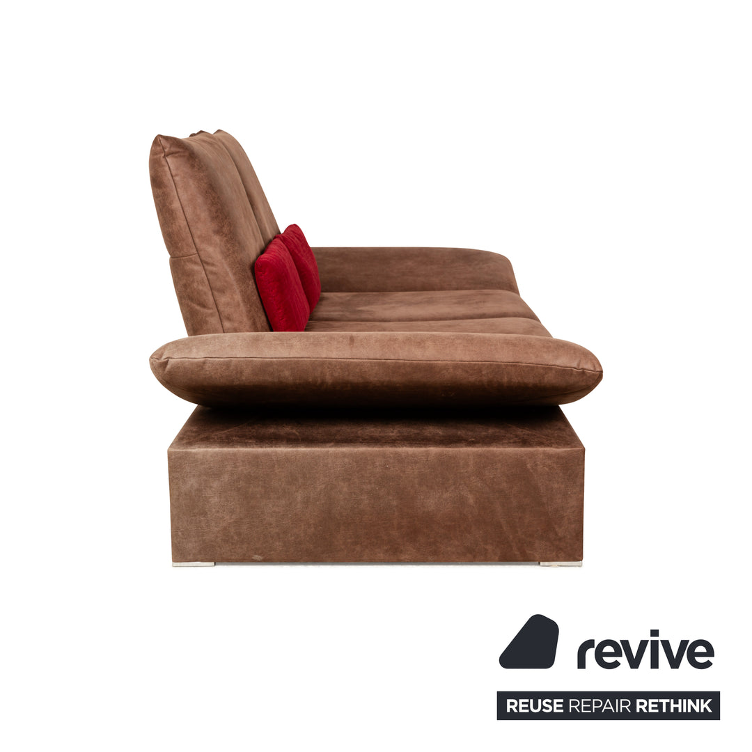 Koinor Houston Leder Stoff Zweisitzer Braun Rot manuelle Funktion Sofa Couch