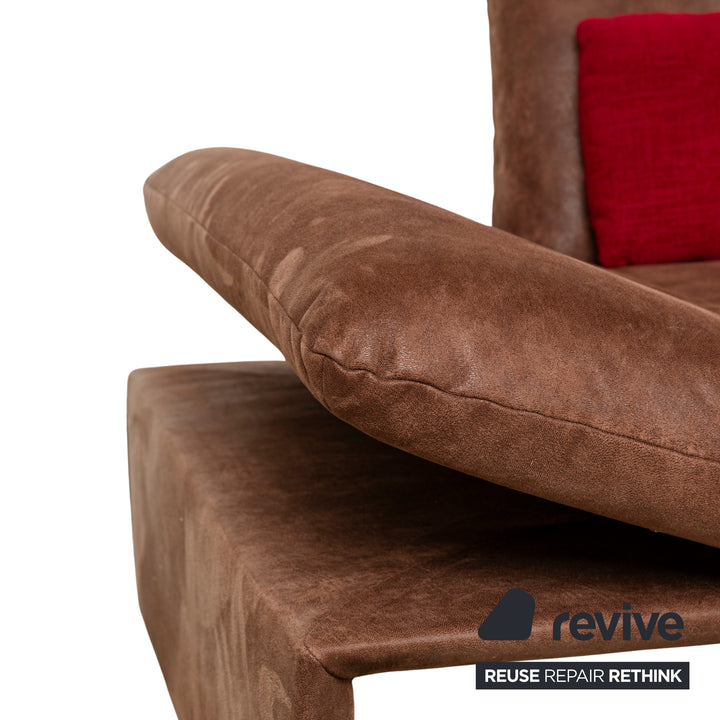 Koinor Houston Leder Stoff Zweisitzer Braun Rot manuelle Funktion Sofa Couch