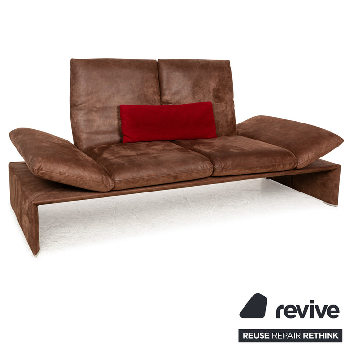 Koinor Houston Leder Stoff Zweisitzer Braun Rot manuelle Funktion Sofa Couch