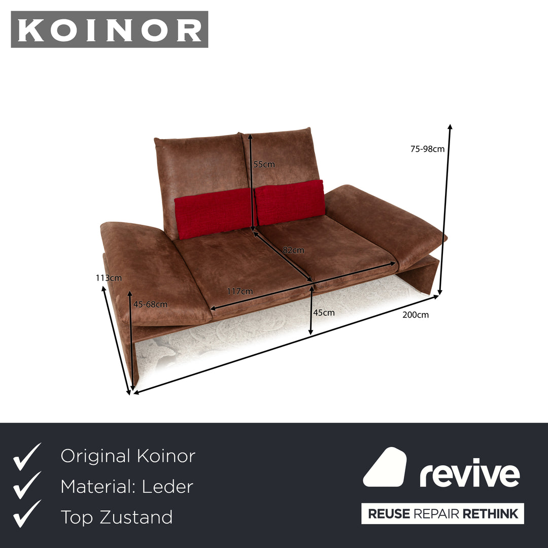 Koinor Houston Leder Stoff Zweisitzer Braun Rot manuelle Funktion Sofa Couch