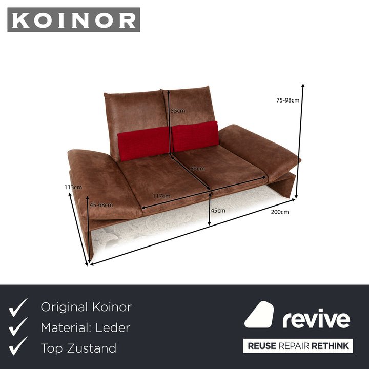 Koinor Houston Leder Stoff Zweisitzer Braun Rot manuelle Funktion Sofa Couch
