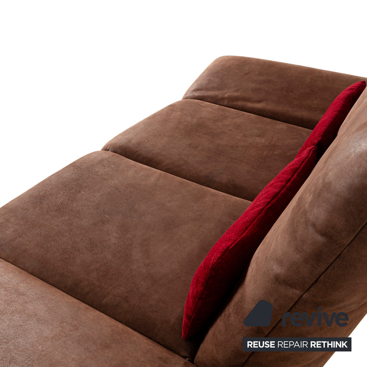 Koinor Houston Leder Stoff Zweisitzer Braun Rot manuelle Funktion Sofa Couch