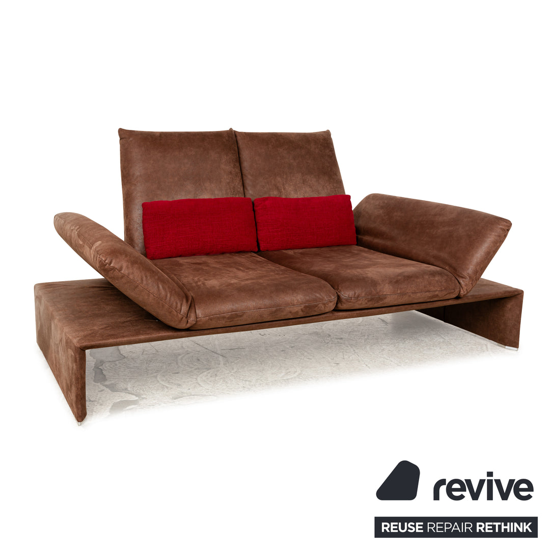 Koinor Houston Leder Stoff Zweisitzer Braun Rot manuelle Funktion Sofa Couch