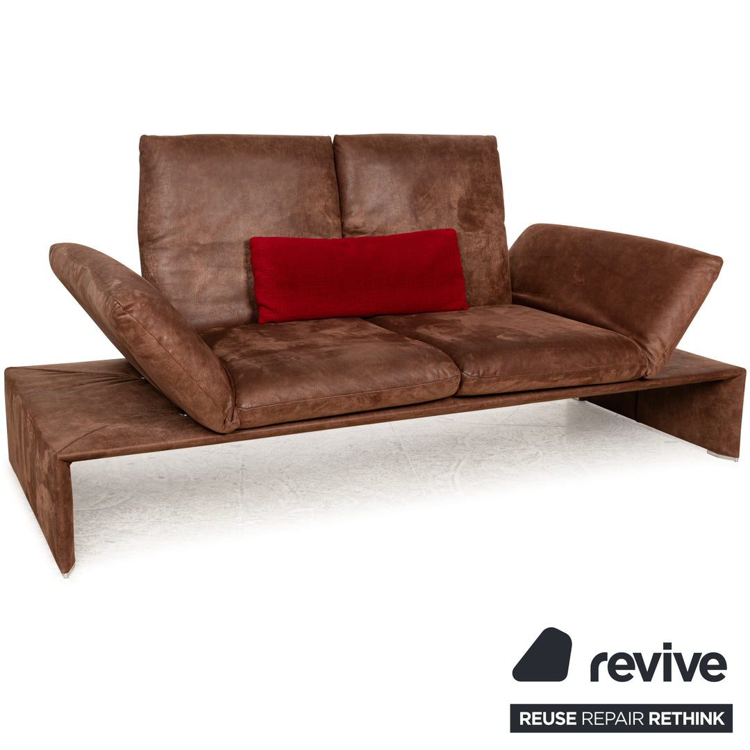 Koinor Houston Leder Stoff Zweisitzer Braun Rot manuelle Funktion Sofa Couch