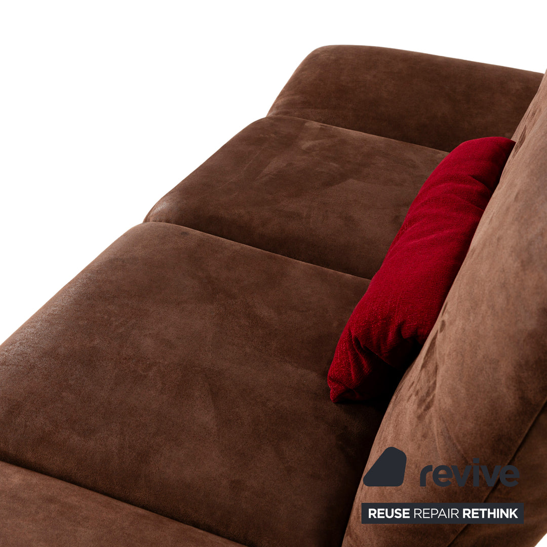 Koinor Houston Leder Stoff Zweisitzer Braun Rot manuelle Funktion Sofa Couch