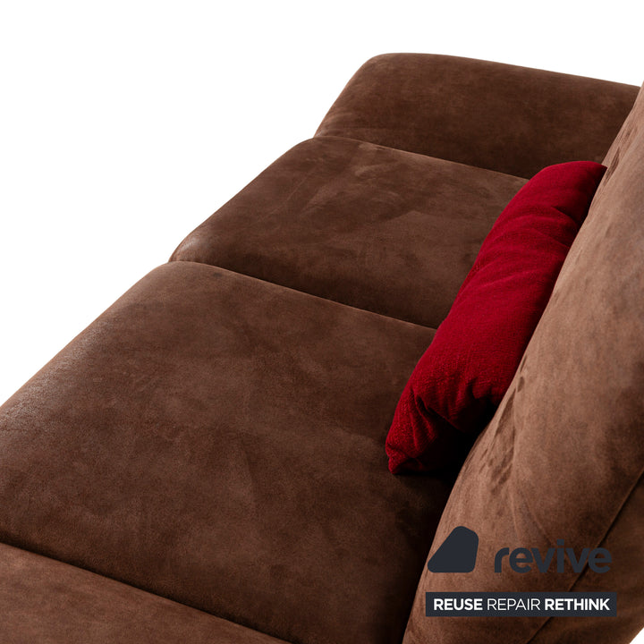Koinor Houston Leder Stoff Zweisitzer Braun Rot manuelle Funktion Sofa Couch