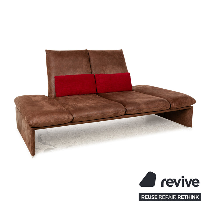 Koinor Houston Leder Stoff Zweisitzer Braun Rot manuelle Funktion Sofa Couch