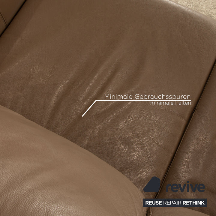Koinor Indivi Leder Dreisitzer Grau Taupe Sofa Couch