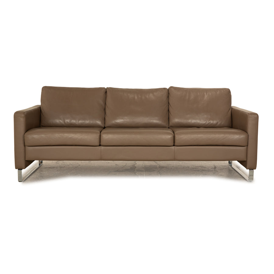 Koinor Indivi Leather Three Seater Gray Taupe Sofa Couch